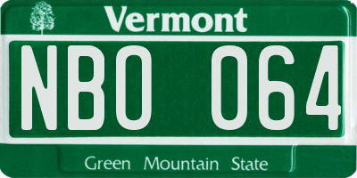 VT license plate NBO064