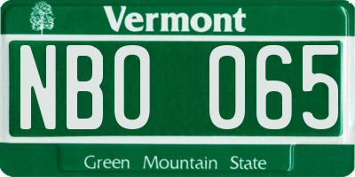 VT license plate NBO065