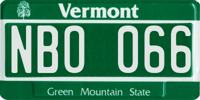 VT license plate NBO066
