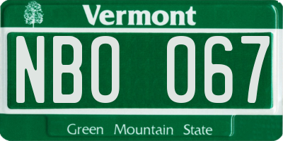 VT license plate NBO067