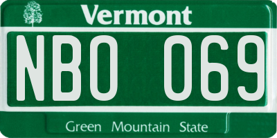 VT license plate NBO069