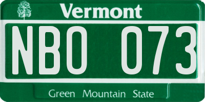 VT license plate NBO073