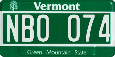 VT license plate NBO074