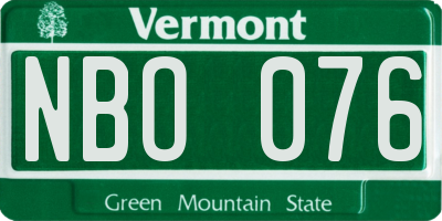 VT license plate NBO076