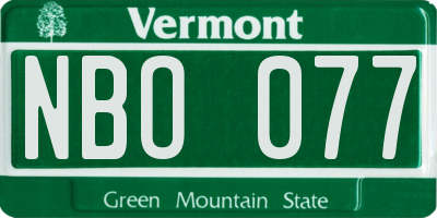 VT license plate NBO077