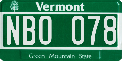 VT license plate NBO078
