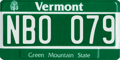 VT license plate NBO079