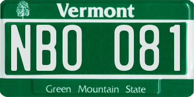 VT license plate NBO081