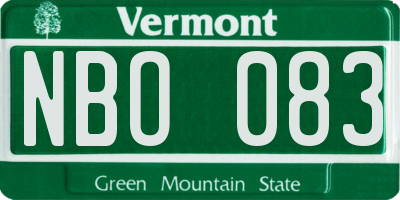 VT license plate NBO083