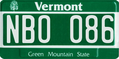 VT license plate NBO086