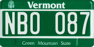 VT license plate NBO087