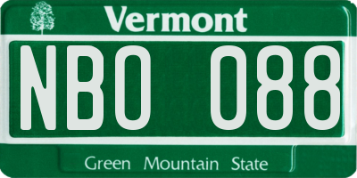 VT license plate NBO088