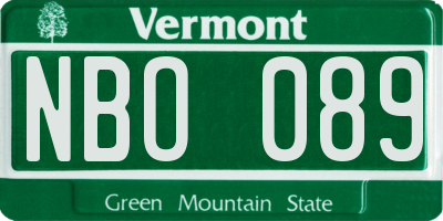 VT license plate NBO089