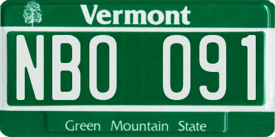 VT license plate NBO091
