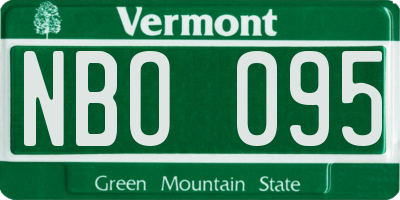 VT license plate NBO095