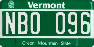 VT license plate NBO096