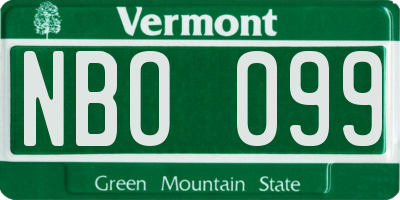 VT license plate NBO099