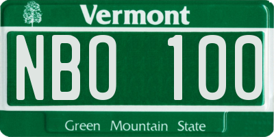 VT license plate NBO100
