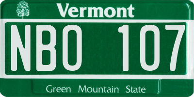 VT license plate NBO107