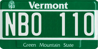 VT license plate NBO110