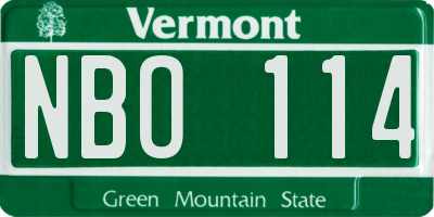 VT license plate NBO114