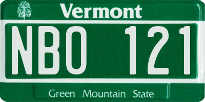 VT license plate NBO121