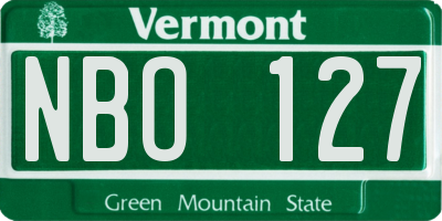 VT license plate NBO127