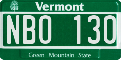 VT license plate NBO130