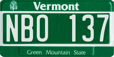 VT license plate NBO137