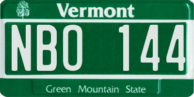 VT license plate NBO144