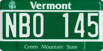 VT license plate NBO145