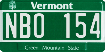 VT license plate NBO154