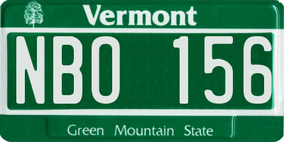VT license plate NBO156