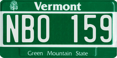 VT license plate NBO159