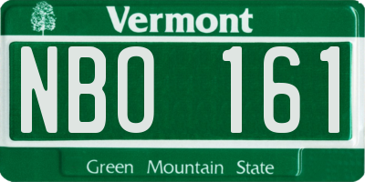 VT license plate NBO161