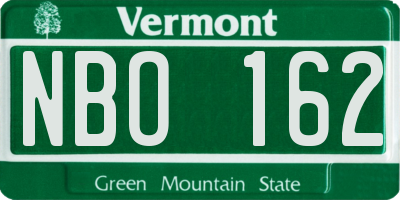 VT license plate NBO162