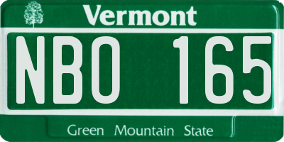 VT license plate NBO165