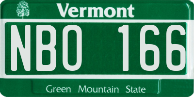 VT license plate NBO166