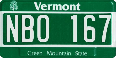 VT license plate NBO167