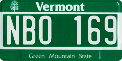 VT license plate NBO169