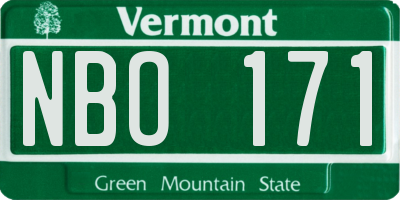 VT license plate NBO171