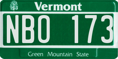 VT license plate NBO173