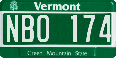 VT license plate NBO174