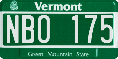 VT license plate NBO175