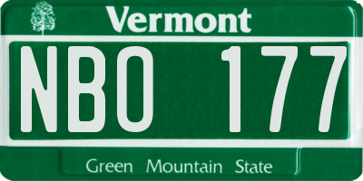 VT license plate NBO177