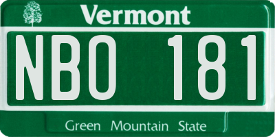VT license plate NBO181