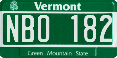 VT license plate NBO182