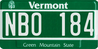 VT license plate NBO184