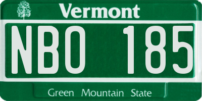 VT license plate NBO185
