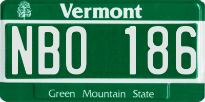 VT license plate NBO186